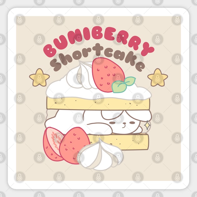 Sweet Delights: Cute Rabbit amidst Bunnyberry Shortcake Sticker by LoppiTokki